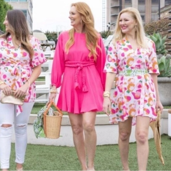 Emily McCarthy Pink Long Sleeve Flared Mini Dress Sz XS - Picture 14 of 16